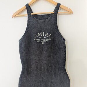 Amiri Logo Ribbed-knit Cotton-blend Minidress